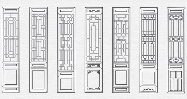 滨江常用中式仿古花窗图案隔断设计图